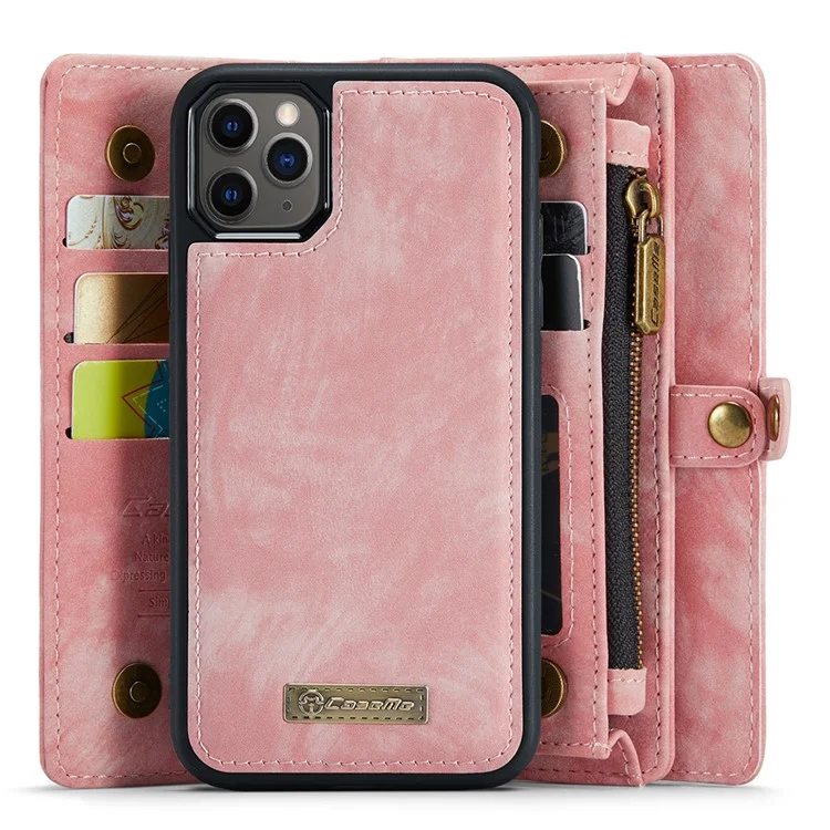 Caseme 008 Serie Split Leather 2-in-1 Stand Desmontable Magnetic Wallet Case Para Iphone 11 Pro 5.8 Pulgadas (2019) - Rosado