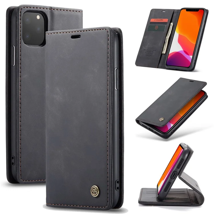 CASEME 013 Series Auto-absorbed Leather Wallet Case for iPhone 11 Pro 5.8-inch (2019) - Black