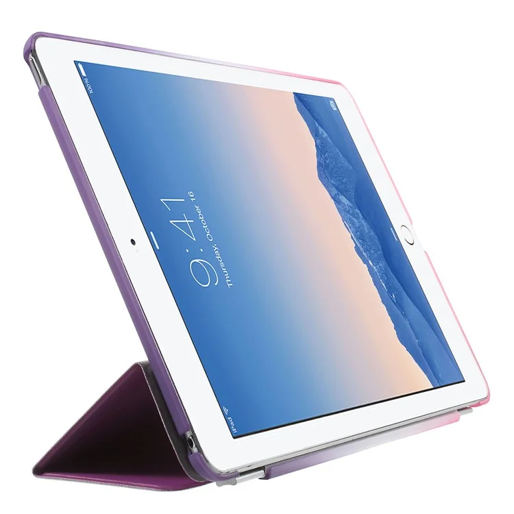 For iPad Air 2 Rainbow Color Smart Leather Cover + PC Companion Case - Purple / Rose