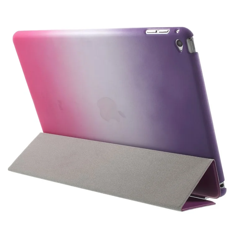 For iPad Air 2 Rainbow Color Smart Leather Cover + PC Companion Case - Purple / Rose