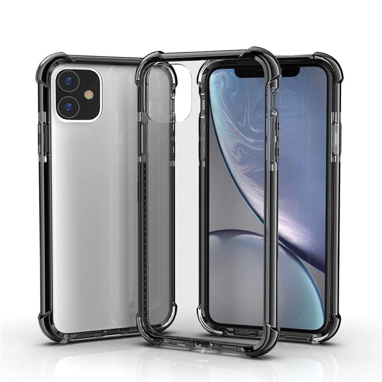 Per iPhone 11 6.1 pollici Clear Anti-Yellow Shock Absorption Acrylic Protective Phone Case - Nero