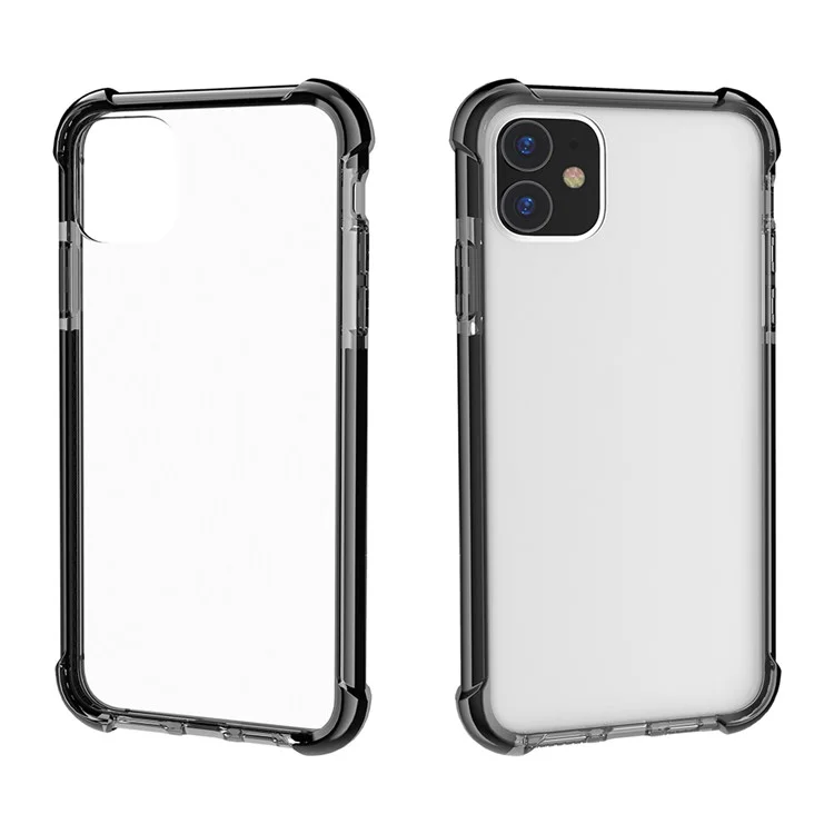 Per iPhone 11 6.1 pollici Clear Anti-Yellow Shock Absorption Acrylic Protective Phone Case - Nero