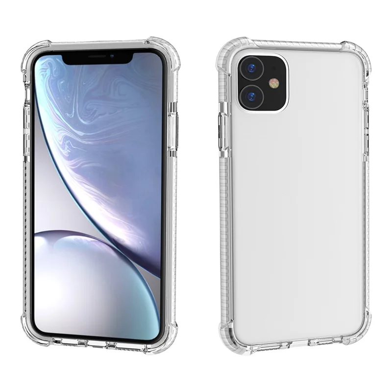 For iPhone 11 6.1 inch Clear Anti-Yellow Shock Absorption Acrylic Protective Phone Case - White