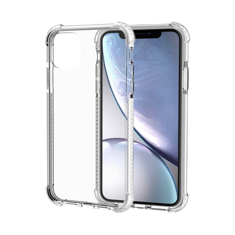 For iPhone 11 6.1 inch Clear Anti-Yellow Shock Absorption Acrylic Protective Phone Case - White