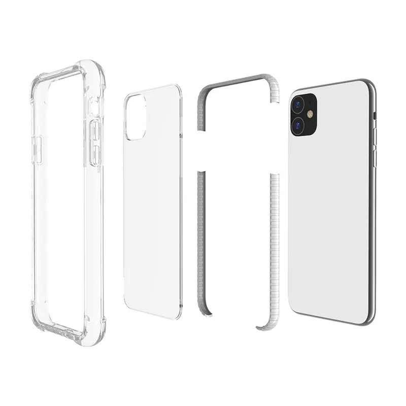 For iPhone 11 6.1 inch Clear Anti-Yellow Shock Absorption Acrylic Protective Phone Case - White