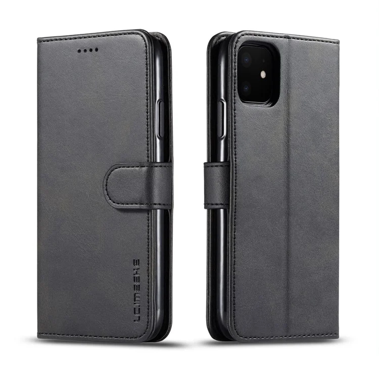 LC.imeeke PU Leder Schutzklappengeldbeutel Hülle für iPhone 11 6.1-Zoll (2019) mit verstellbarem, faltbarem Ständer-Design - Schwarz