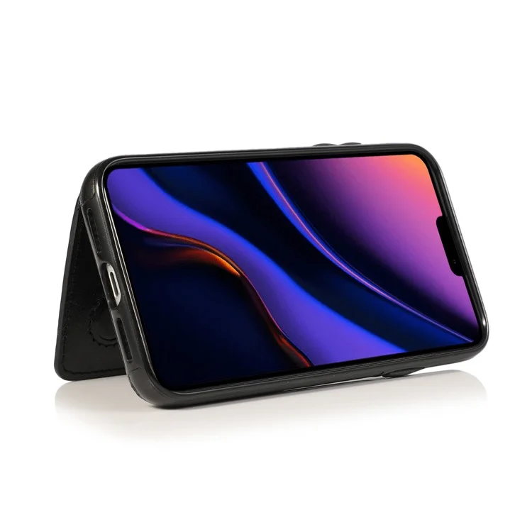 PU Leder + TPU Mehrere Kartensteckplätze Stand Phone Cover Shell Für Iphone 11 6,1 Zoll (2019) - Schwarz