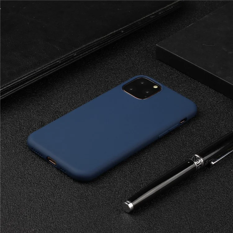 Pure Color Soft Tpu Phone Back Case Защитный Оболочка Для Iphone 11 6.1 Дюйм - Темно-синий