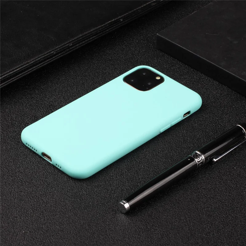 Pure Color Soft TPU Phone Back Case Protective Shell for iPhone 11 6.1 inch - Cyan