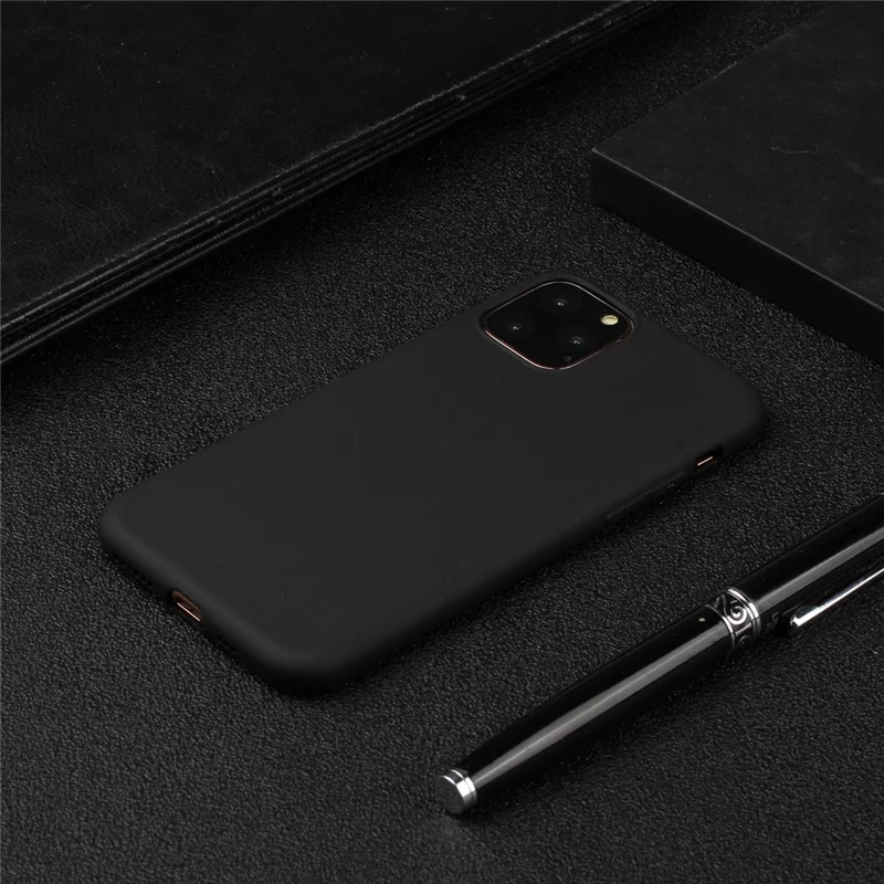 Pure Color Soft TPU Phone Back Protective Case for iPhone 11 Pro 5.8 inch - Black