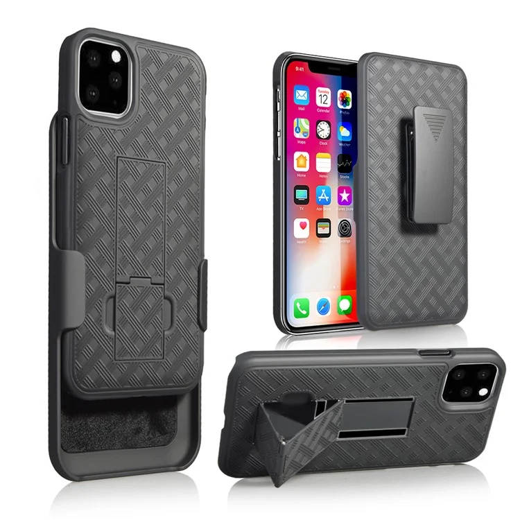 Modèle Tressé Clip de Ceinture PC Clip de Pied Dentaire Pour L'iphone 11 6,1 Pouces (2019)