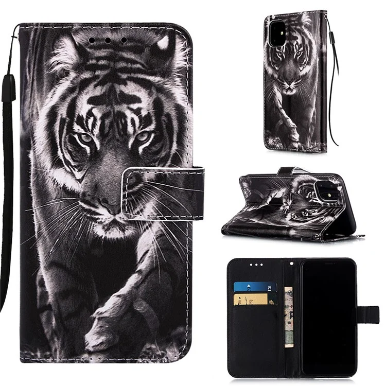 Pattern Printing PU Leather Flip Stand Case for iPhone 11 6.1 inch (2019) - Tiger