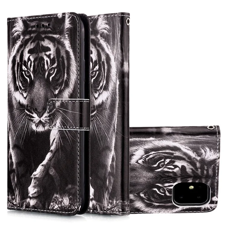 Pattern Printing PU Leather Flip Stand Case Para Iphone 11 6.1 Pulgadas (2019) - Tigre