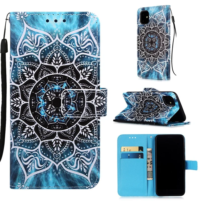 Pattern Printing PU Leather Flip Stand Case for iPhone 11 6.1 inch (2019) - Mandala Flower