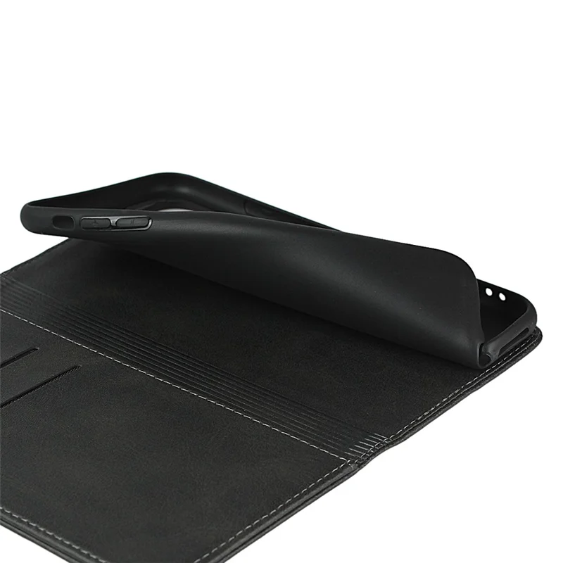Auto-absorbed Leather Stand Phone Cover Wallet Case for iPhone 11 6.1-inch - Black