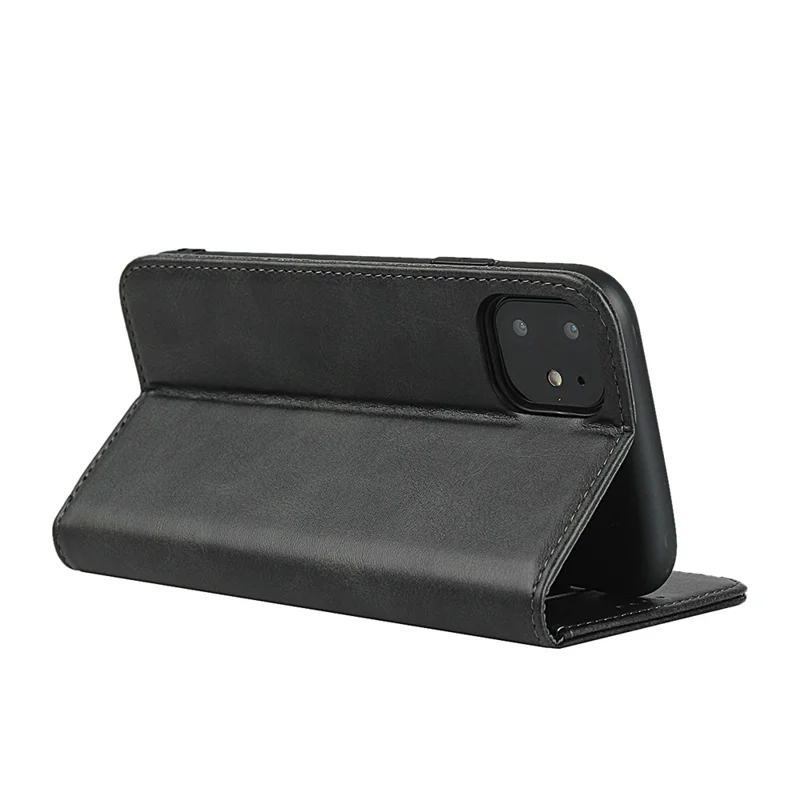 Auto-absorbed Leather Stand Phone Cover Wallet Case for iPhone 11 6.1-inch - Black