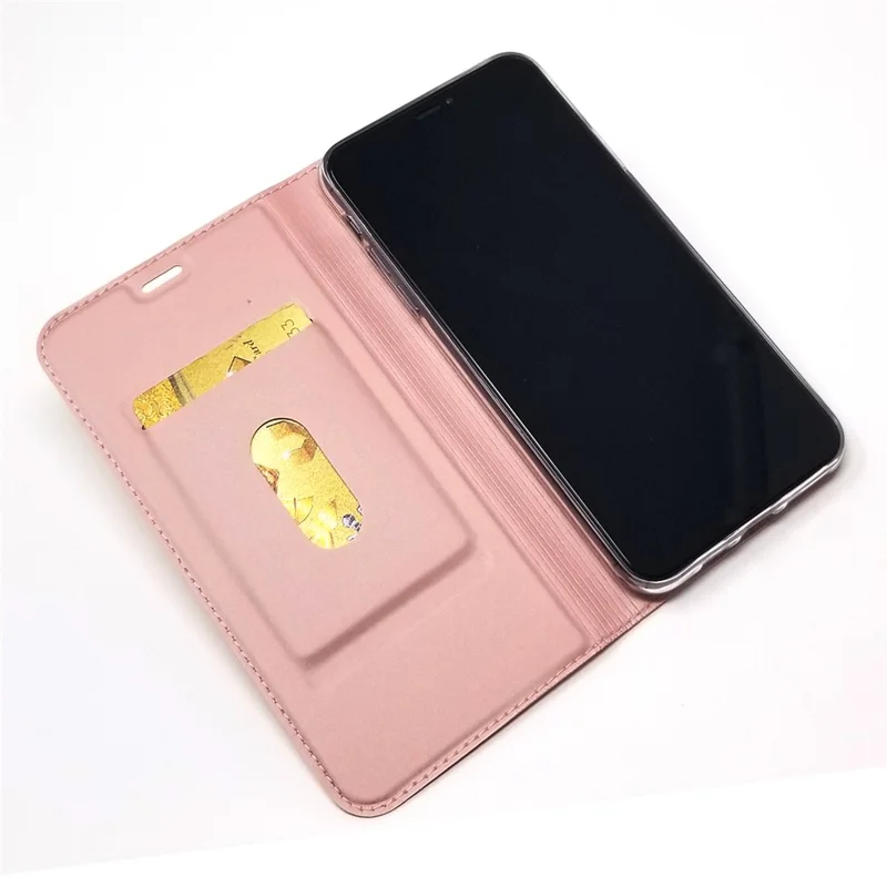 Magnetic Adsorption Leather with Card Slot Case for iPhone 11 Pro 5.8 inch - Rose Gold