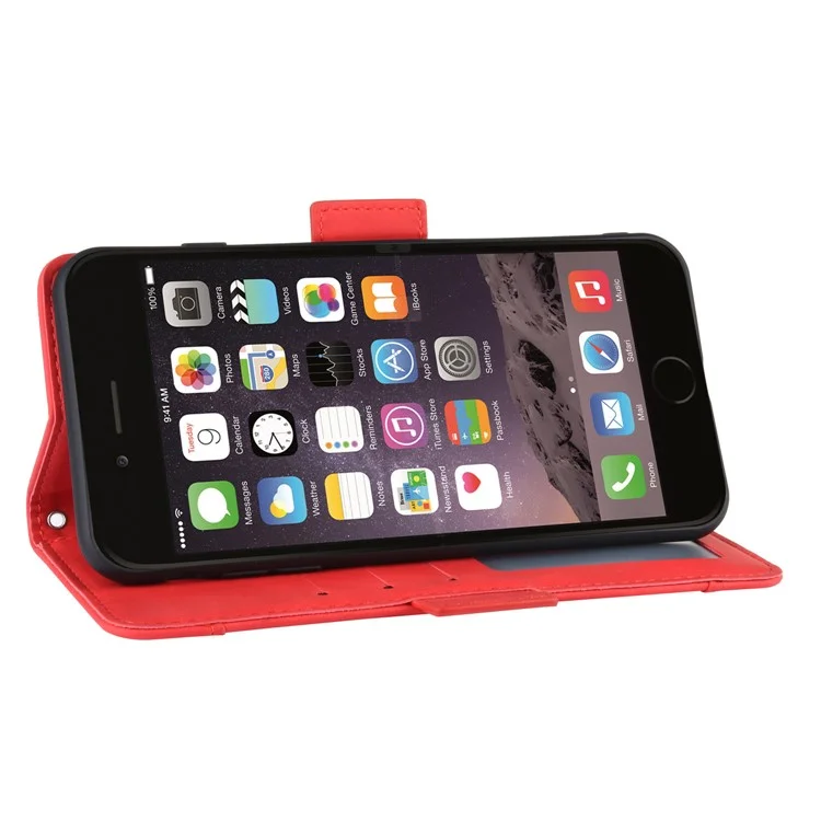 Custodia in Pelle di Ribalta Del Portafoglio Con Slot a Più Carte Per Iphone 8 Plus/7 Plus 5,5 Pollici - Rosso
