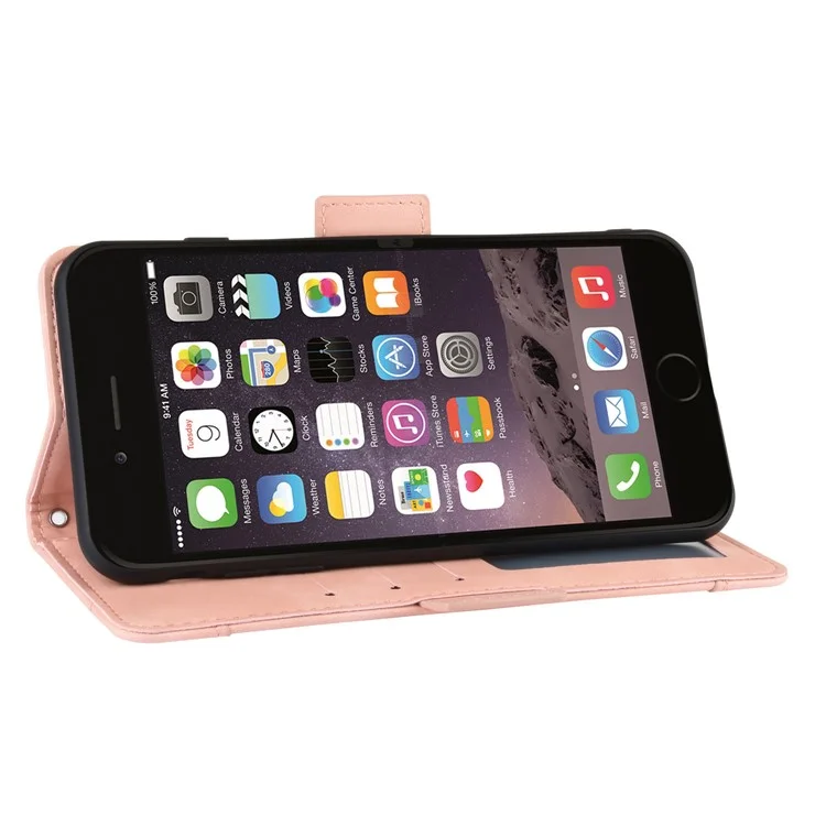 Carteira Suporte Flip Capa de Couro com Múltiplos Slots para Cartões para iPhone 8 Plus/7 Plus 5.5 polegadas - Rosa