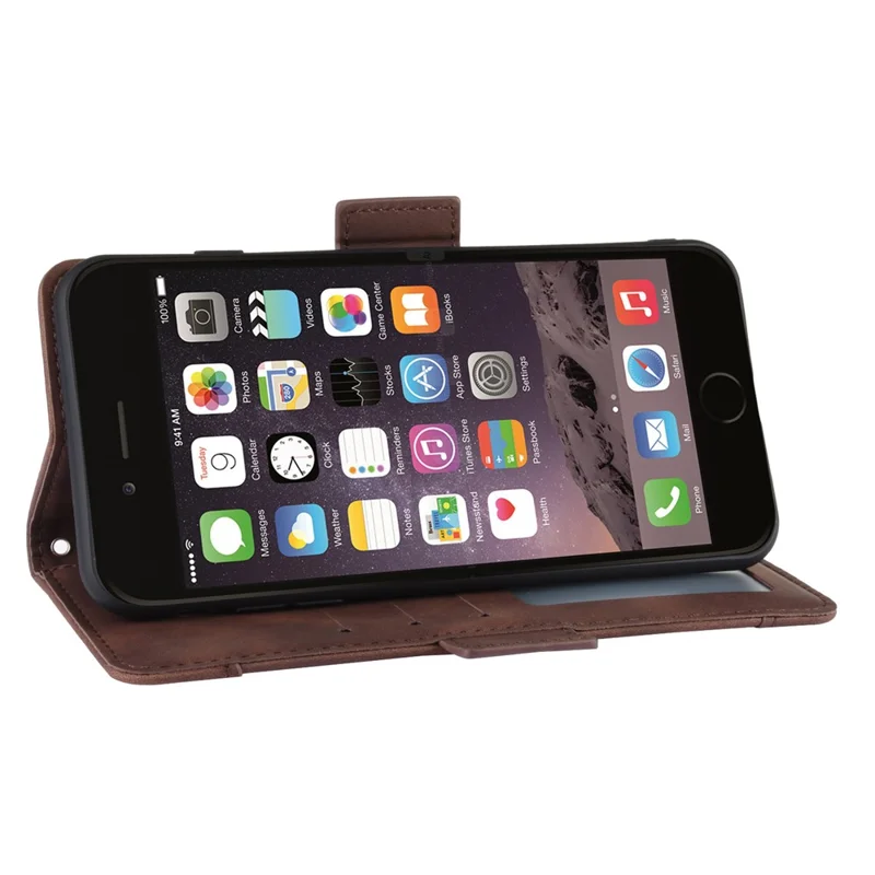 Wallet Stand Flip Leather Case with Multiple Card Slots for iPhone 8 Plus/7 Plus 5.5 inch - Brown
