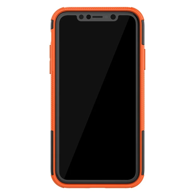 Cool Tyre Pattern PC + TPU Hybrid Case with Kickstand for iPhone 11 6.1 inch - Black / Orange