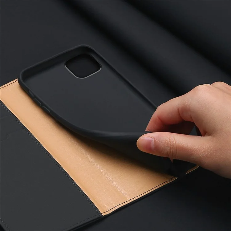 Dux Ducis Wish Series Magnetic Genuine Leather Wallet Stand Anti-Scratch Protetive Cover Para Iphone 11 Pro 5,8 Polegadas - Preto