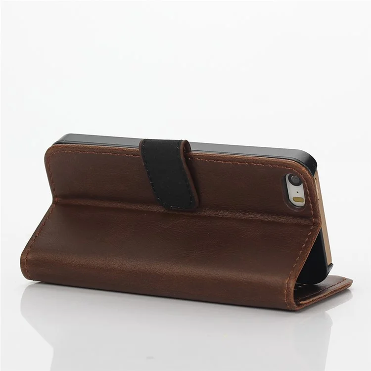 Retro -leder -brieftasche Flip Cover Für Iphone Se/5s/5 - Kaffee