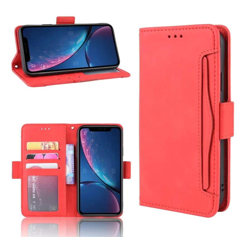 PU Leder -telefonhülle Mit Kartenschlitzen Brieftaschenabdeckung Für Iphone XR 6,1 Zoll - Rot