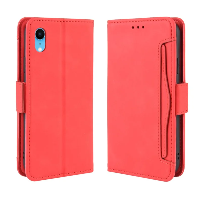 PU Leder -telefonhülle Mit Kartenschlitzen Brieftaschenabdeckung Für Iphone XR 6,1 Zoll - Rot