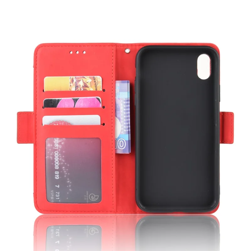PU Leder -telefonhülle Mit Kartenschlitzen Brieftaschenabdeckung Für Iphone XR 6,1 Zoll - Rot