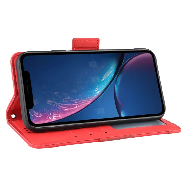 PU Leder -telefonhülle Mit Kartenschlitzen Brieftaschenabdeckung Für Iphone XR 6,1 Zoll - Rot