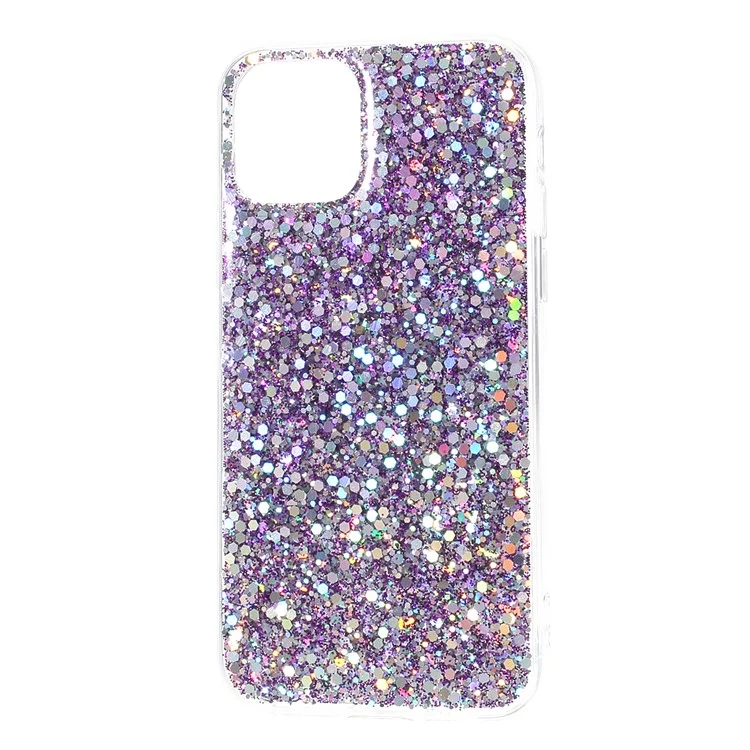 Flash Powder Sequins Acrylic + TPU Hybrid Case Para Iphone 11 Pro 5.8 Pulgadas (2019) - Violeta