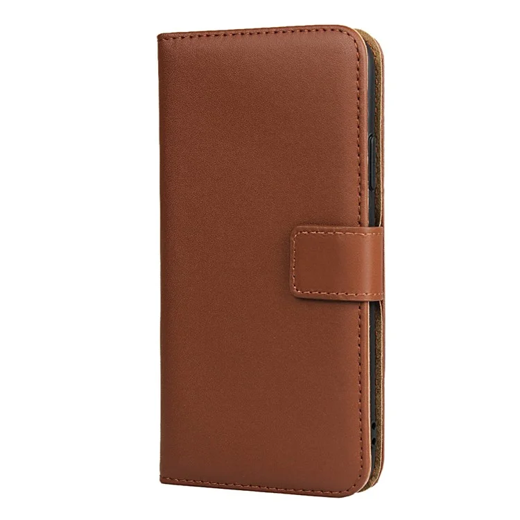 Genuine Leather Wallet Stand Cell Shell Casing for iPhone 11 6.1 inch - Brown