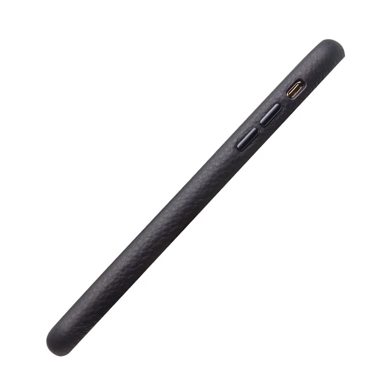 Qialino Pour Iphone 11 Pro Max 6,5 Pouces de Pouce Authentique Cuir Litchi Texture Téléphone Arrière - Bleu Foncé