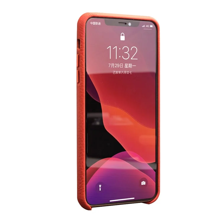 QIALINO Litchi Texture Texture Véritable Case En Cuir Pour IPhone 11 Pro 5,8 Pouces (2019) - Orange