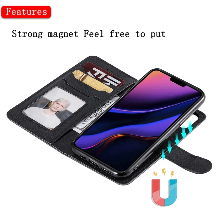 KT Leather Series-3 Magnetic Wallet Leather Phone Case per iPhone 11 Pro 5.8 pollici - Nero
