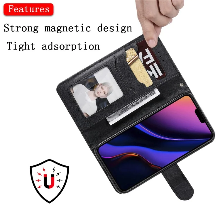 KT Leather Series-3 Magnetic Wallet Leather Phone Case per iPhone 11 Pro 5.8 pollici - Nero