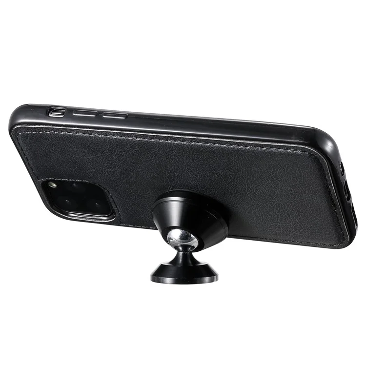 KT Leather Series-3 Magnetic Wallet Leather Phone Case per iPhone 11 Pro 5.8 pollici - Nero