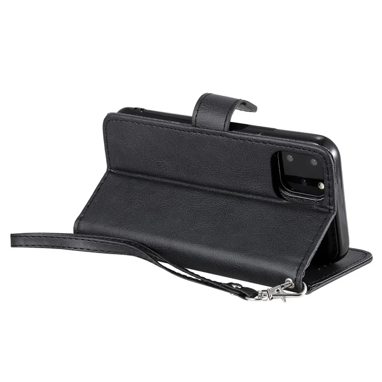 KT Leather Series-3 Magnetic Wallet Leather Phone Case per iPhone 11 Pro 5.8 pollici - Nero