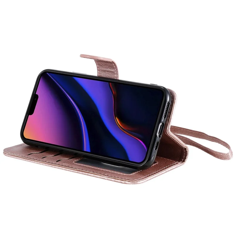 Série de couro KT-3 Carteira Magnética Capa de Telefone de Couro para iPhone 11 Pro 5,8 polegadas - Ouro Rosa 
