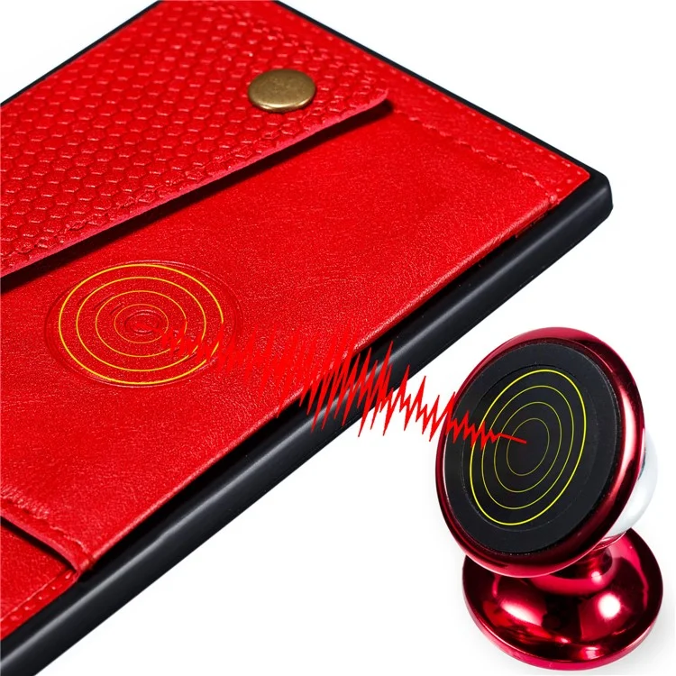 Kickstand Card Holder PU Leather Coated TPU Case for iPhone 11 6.1 inch - Red