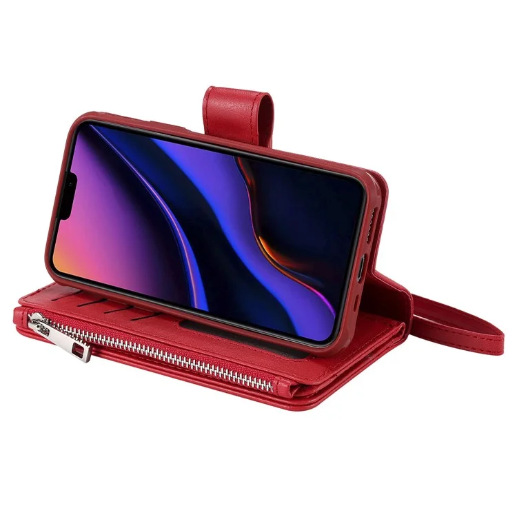 Detachable 2-in-1 TPU + Zipper Wallet Leather Flip Case with Stand Lanyard for iPhone 11 Pro 5.8 inch - Red