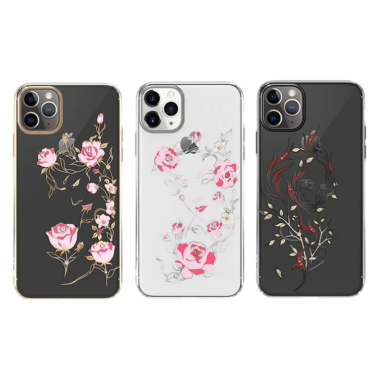 KAVARO Flower Fairy PC Phone Case Rhinestone Decor Cover for Apple iPhone 11 Pro Max 6.5 inch - Style B