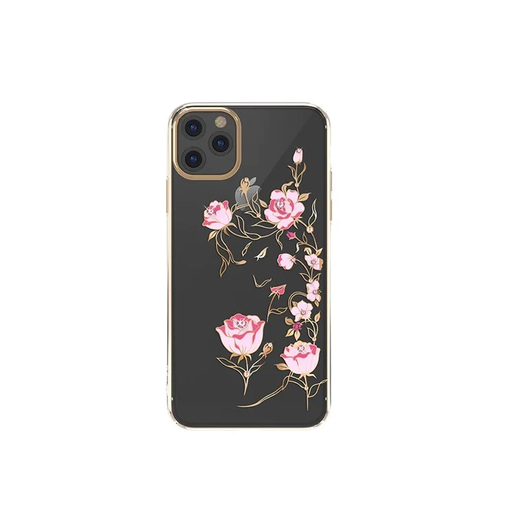 Kavaro Flower Fairy PC Caixa de Telefone Decoração de Shinestone Para Apple Iphone 11 6,1 Polegadas - Rosa