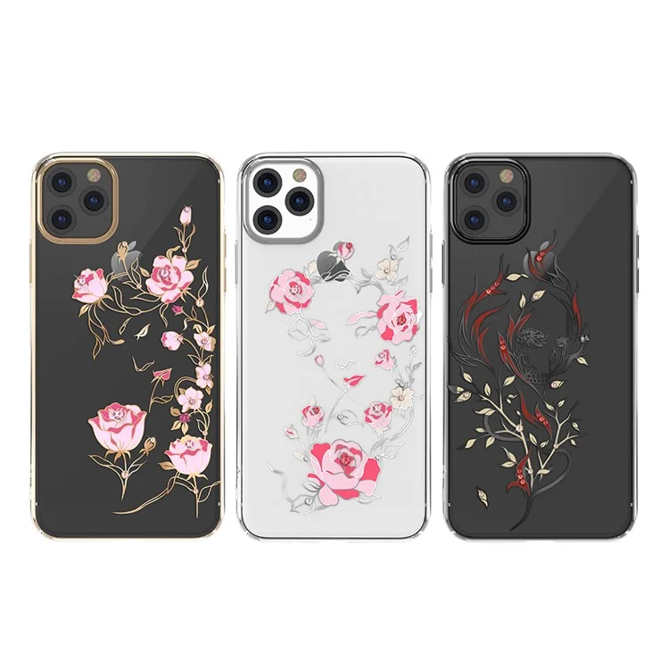 Kavaro Flower Fairy PC Case de Teléfono Decoración de Diamantes de Imitación Para Apple Iphone 11 6.1 Pulgadas - Rosa