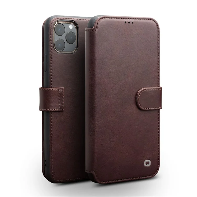 QIALINO Leather Wallet Phone Cover Case for iPhone 11 Pro 5.8-inch - Coffee