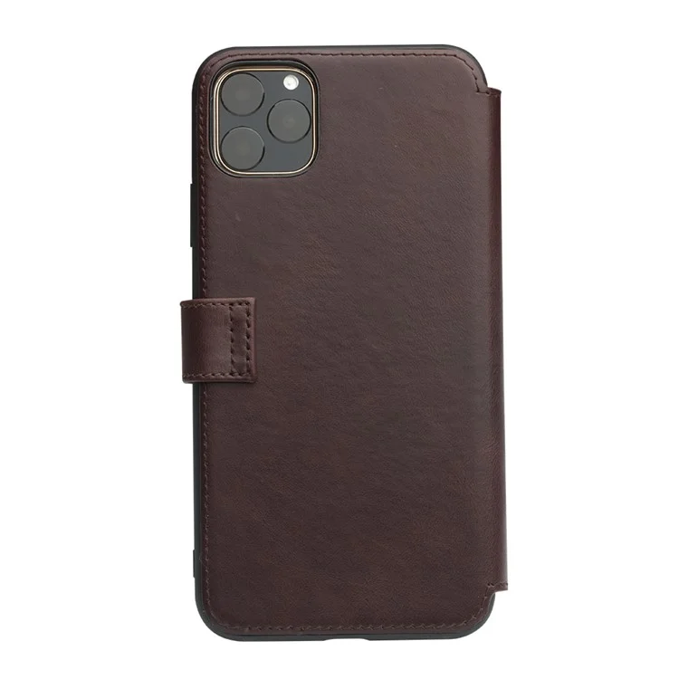 Étui de Couverture Téléphonique du Portefeuille Qialino en Cuir Pour Iphone 11 Pro 5.8-pouces - Café