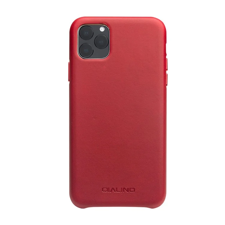 Qialino Para Iphone 11 Pro Genuine Cowhide Leather Back Cind Acessório de Telefone Celular - Vermelho