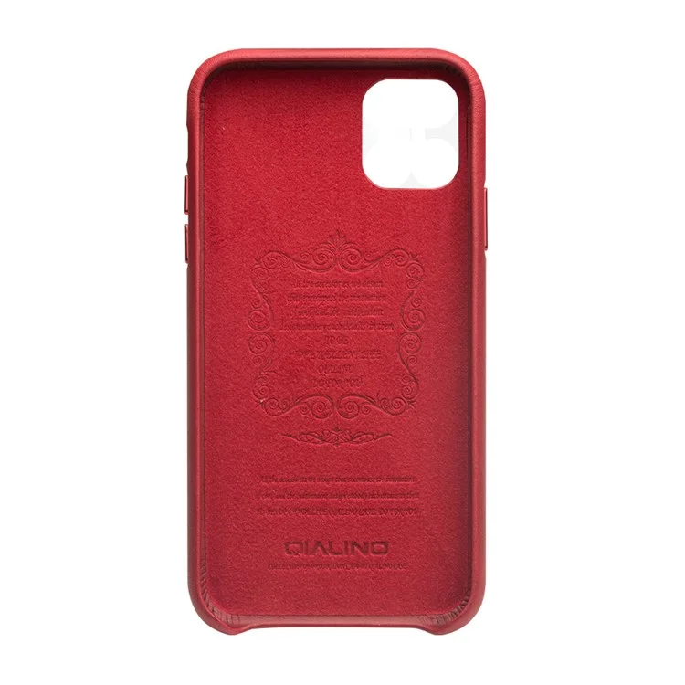 Qialino Para Iphone 11 Pro Genuine Cowhide Leather Back Cind Acessório de Telefone Celular - Vermelho