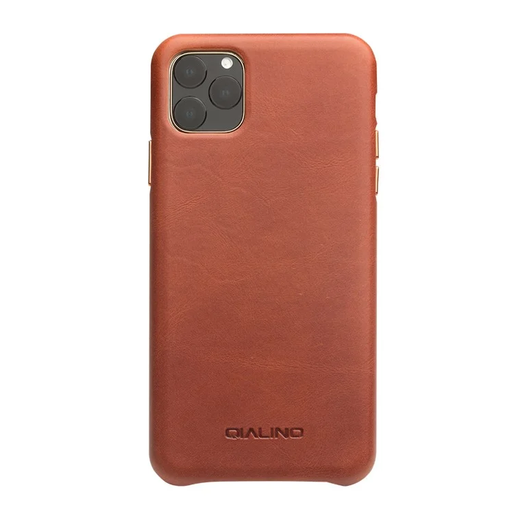 Qialino Genuine Cowhide Leather Phone Back Case Cell Phone Acessório Para Iphone 11 Pro 5,8 Polegadas - Castanho